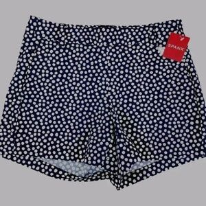 Spanx NWT Sunshine Shorts 6" Navy Painted Polka Dot XL